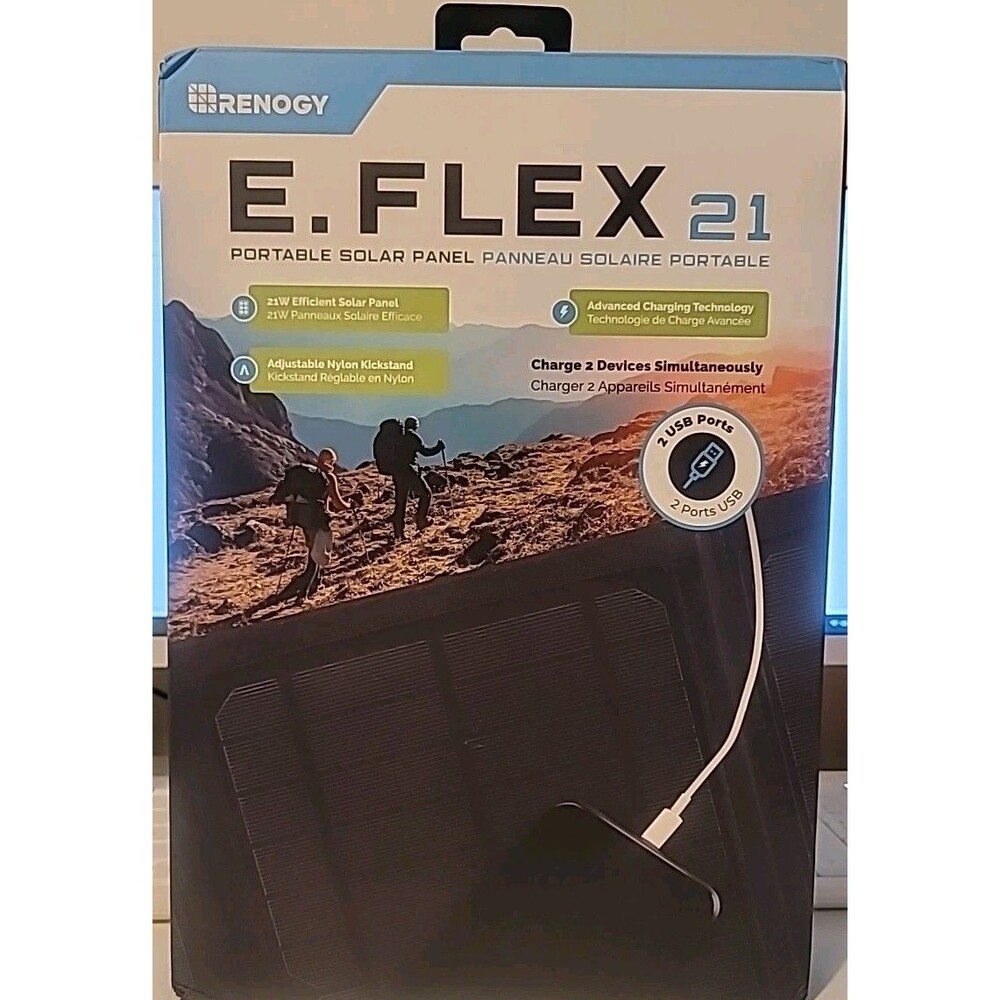 Renogy E.FLEX 21 Watt Foldable Waterproof Solar Panel w/ Kickstand, Black